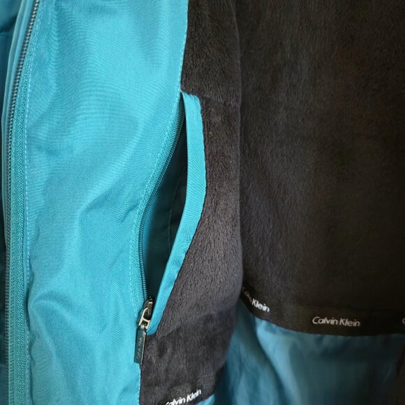 Calvin Klein Down Filled Green/Teal Puffer Coat | Fixed Hood | Size 2X - Picture 8 of 12